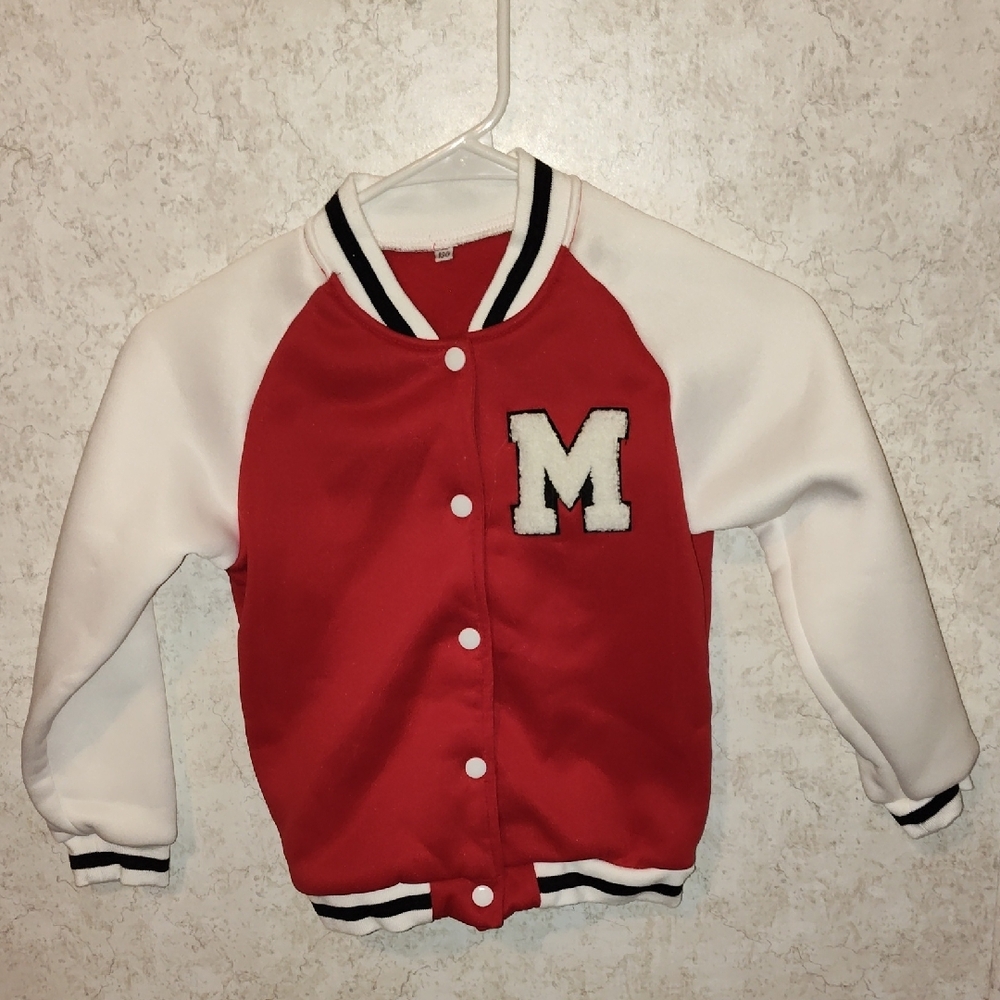 Kids Red and White Varsity Jacket